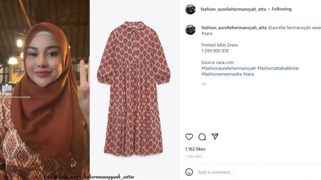 Foto: Intip 4 Dress Zara yang Dikenakan Aurel Hermansyah Selama Liburan di Bali (instagram/fashion_aureliehermansyah_atta)