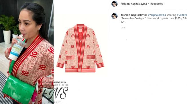 Nagita Slavina pakai cardigan seharga Rp5 juta yang dikira keluaran Gucci (Instagram/fashion_nagitaslavina)