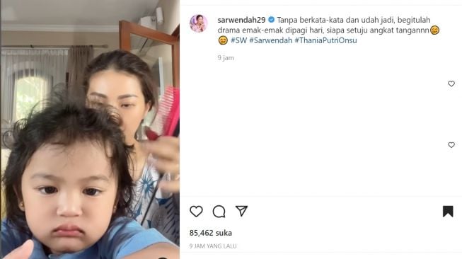 Foto: Bagikan Video Drama Kuncir Rambut, Sarwendah Bikin Para Ibu Relate (instagram/sarwendah29)