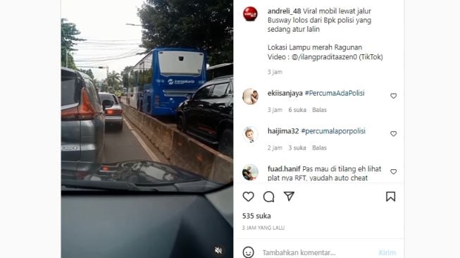 Viral Mobil Berplat Nomor RFT dan Pajak Mati Lewat Jalur Busway, Tak Ditilang Meski Ada Polisi