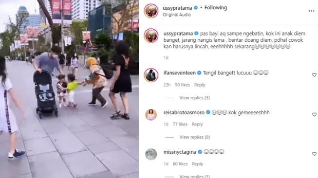 Tingkah putra Ussy Sulistiawaty (instagram.com)