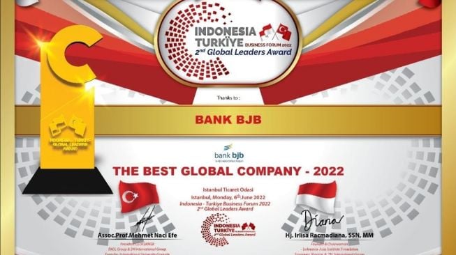 Bank BJB Raih Penghargaan Internasional Indonesia-Turkiye Global ...