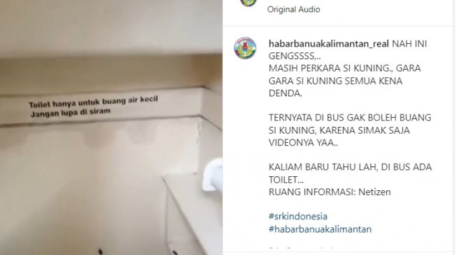 Toilet bus tidak diperuntukan buang air besar (Instagram/ @habarbanuakalimantan).