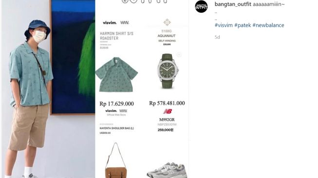 Lima koleksi jam tangan milik anggota BTS, RM yang paling banyak (Instagram/bangtan_outfit)
