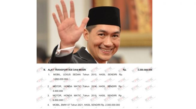 Koleksi kendaraan Muhammad Lutfi di laporan LHKPN (E-LHKPN)