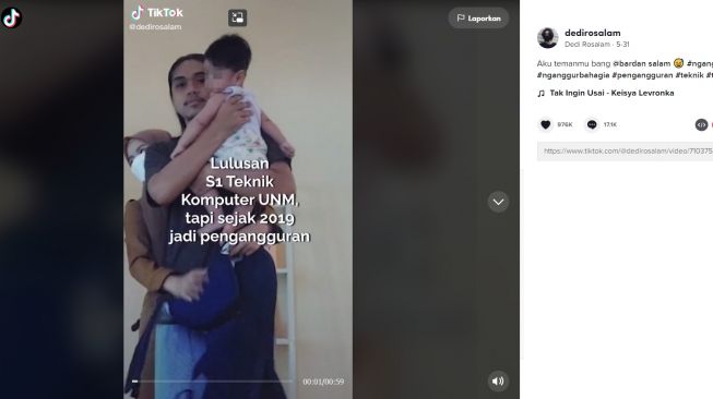 Viral Kisah Suami Jaga Anak Sementara Istri Bekerja (tiktok/dedirosalam)