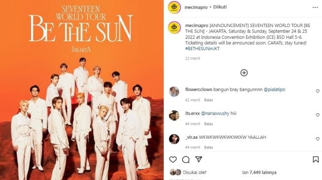 Unggahan soal Seventeen [Instagram/@mecimapro]