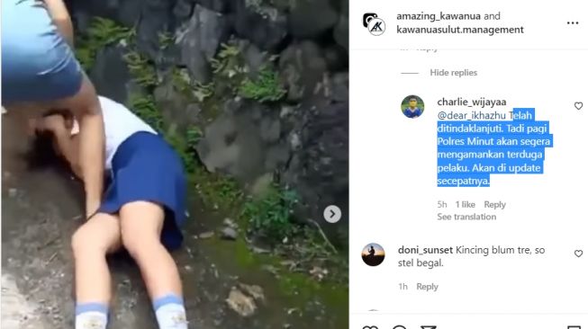 Pelajar SMP diduga dianiaya senior gara-gara rok terlalu pendek (Instagram/ @amazing_kawanua).