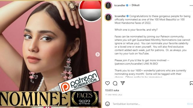 Nominasi 100 Perempuan Tercantik di Dunia versi TC Candler [Instagram/@tccandler]