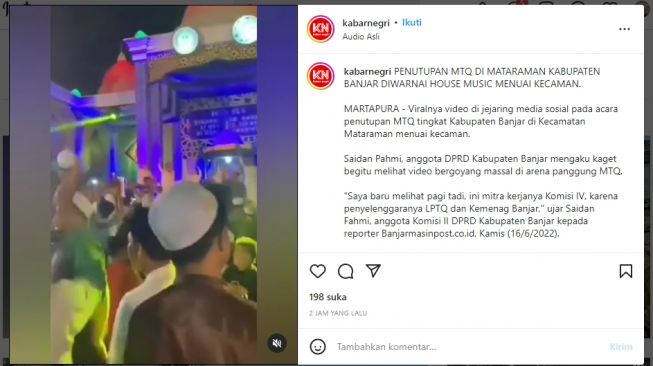 Penutupan MTQ di Kabupaten Banjar Dimeriahkan Lagu Bara Bere, Massa Berkopiah dan Baju Panjang Joget Loncat-loncat