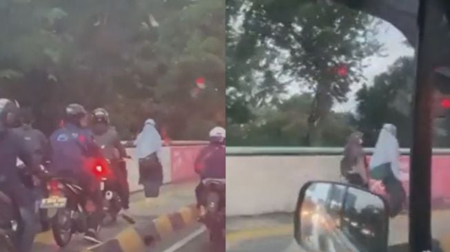 Naik ke Trotoar karena Macet, Pengendara Motor Ini Kena Getahnya