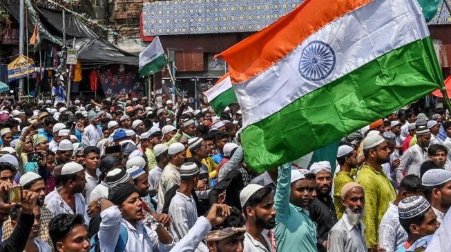 Ilustrasi aksi demonstrasi warga Muslim di India. (Foto: AFP)