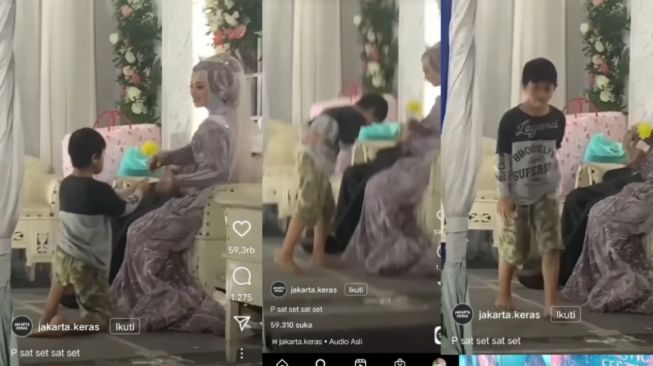 Beri Bunga pada Pengantin Wanita, Bocah Lelaki Ini Disebut Pemberani!