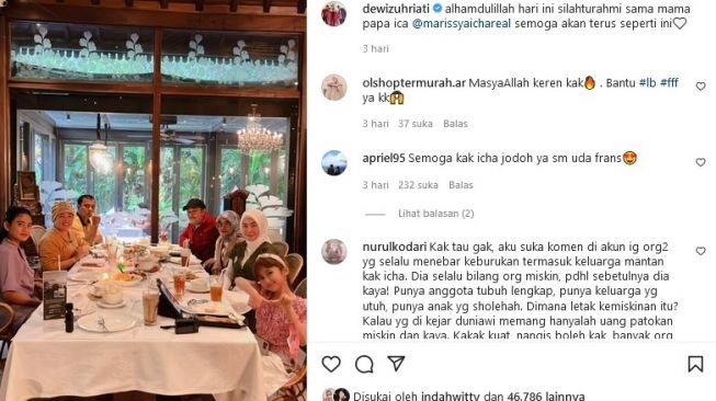 Pertemuan Keluarga Haji Faisal dan orangtua Marissya Icha. [Instagram]