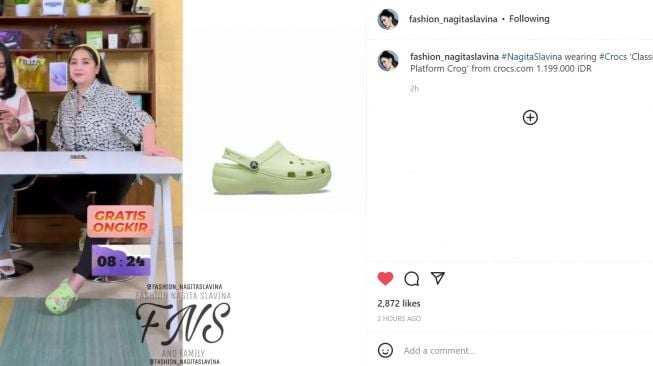 Foto: Nagita Slavina Kenakan Sandal Crocs, Warganet: Ini Masih Murah (instagram/fashion_nagitaslavina)