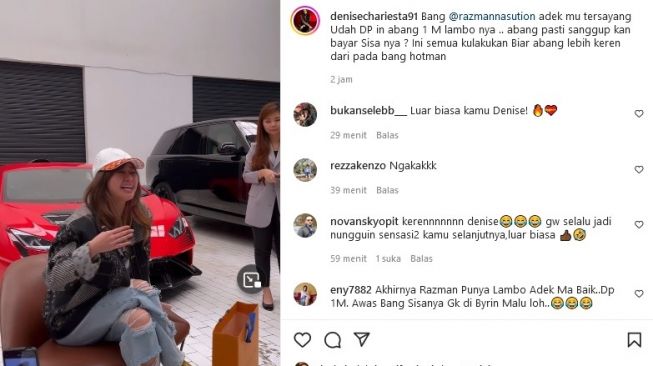 Denise Chariesta bayarkan uang muka Rp 1 miliar buat mobil Lamborghini Razman Arif Nasution. [Instagram]