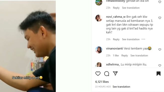 Pria ini disebut miirip Eril, putra Ridwan Kamil (Instagram/ @tante.rempong.official).