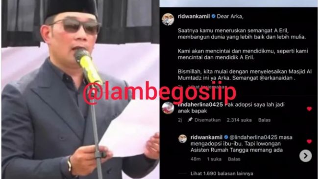 Momen warganet minta diadopsi jadi anak Ridwan Kamil (Instagram/ @lambegosiip).