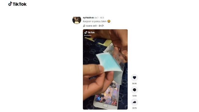 Cara unik atasi ponsel panas akibat main game. [TikTok]