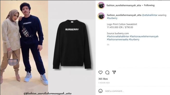 Foto: Atta Halilintar Kenakan Outfit Serba Burberry untuk Photoshoot, Harganya Fantastis (instagram/fashion_aureliehermansyah_atta)