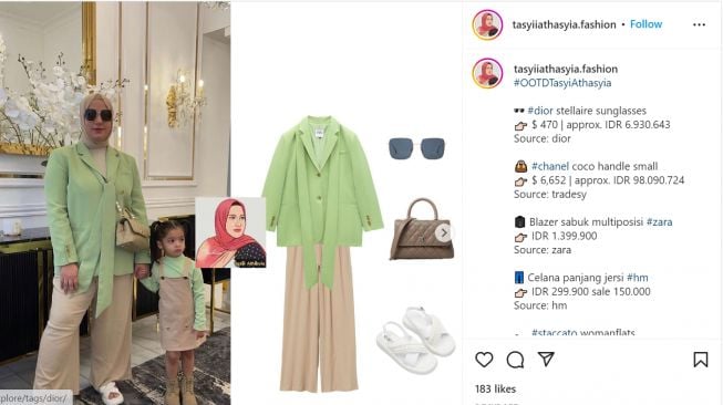 Foto: Intip Detail OOTD Tasyi Athasyia bersama Sang Anak (instagram/tasyiiathasyia.fashion)