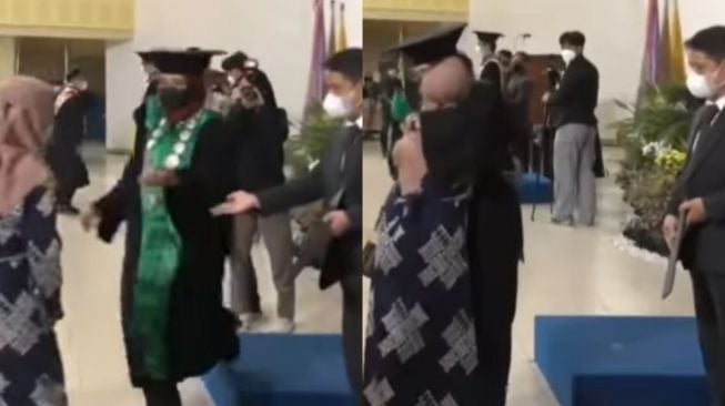 Momen Haru Dekan Peluk Ibu Gantikan Wisuda Anaknya yang Meninggal Dunia