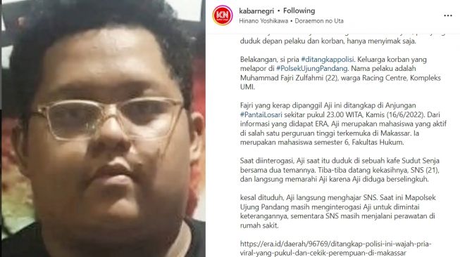 Cowok Gendut yang Pukul dan Cekik Pacarnya di Kafe Akhirnya Ditangkap Polisi, Ternyata Mahasiswa