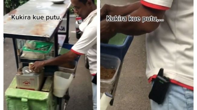 Pedagang Kue Putu Keliling Ini Mendadak Viral karena Bawa HT, Warganet Jadi Curiga