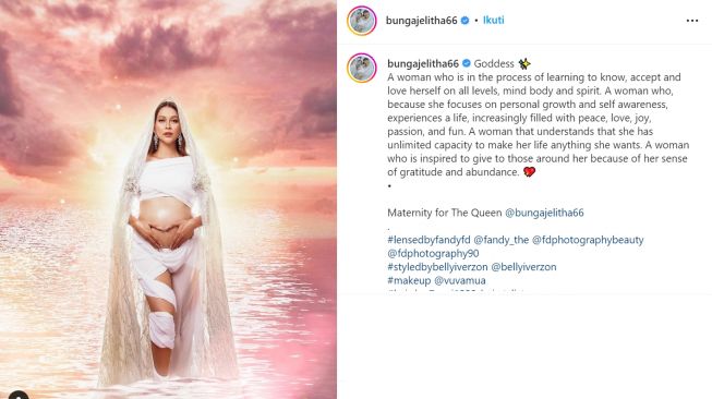 Maternity Shoot Bunga Jelitha bak Dewi Romawi (instagram/bungajelitha66)