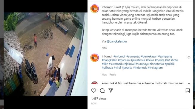 Makin Nekat Saja! Terekam CCTV Pria di Bangkalan Rampas HP Anak-anak Nge-game di Teras Rumah