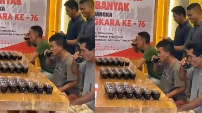 Lomba Minum Kopi Tercepat dan Terbanyak Digelar Polisi. [Instagram]