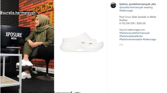Aurel Hermansyah kenakan sandal karet seharga Rp8 juta, warganet pertanyakan versi KW (Instagram/aureliehermansyah_atta)