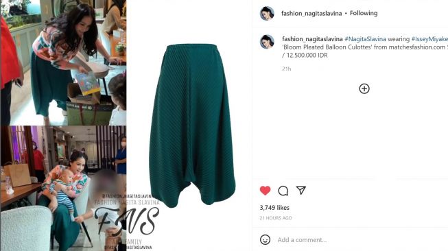 Foto: Celana Balon Nagita Slavina, Harganya Bikin Migrain Kumat (instagram/fashion_nagitaslavina)