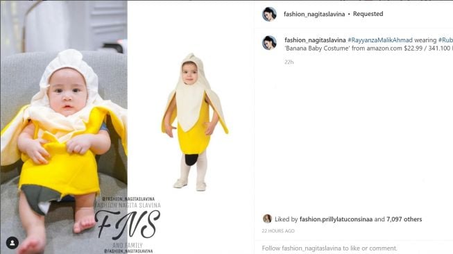 Foto: Baby Rayyanza Kenakan Kostum Pisang, Warganet : Tumben Harganya Low Budget (instagram/fashion_nagitaslavina)