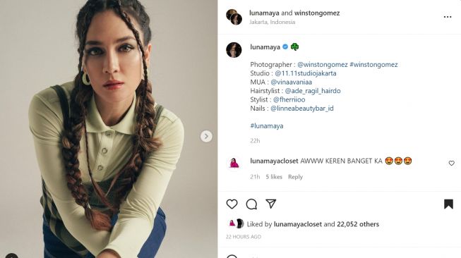 Foto: Luna Maya Bagikan Potret Photoshoot, Intip Detail OOTDnya (instagram/lunamaya)