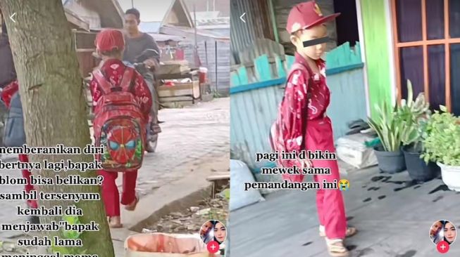 Video anak pakai sendal ke sekolah viral (TikTok)