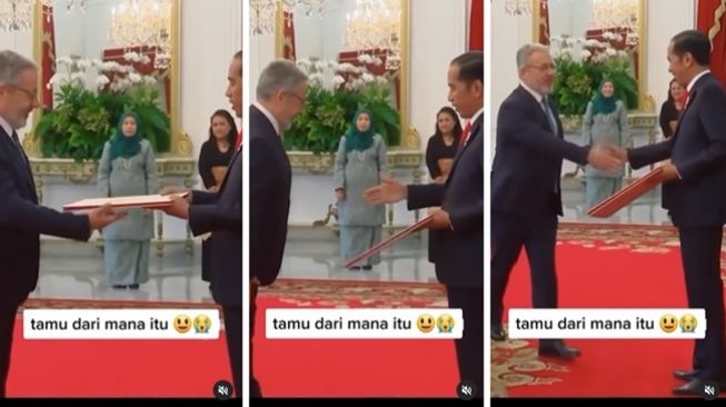 Momen jenaka tamu negara tak membalas jabatan tangan Presiden Joko Widodo. (Instagram/@funtheutic)