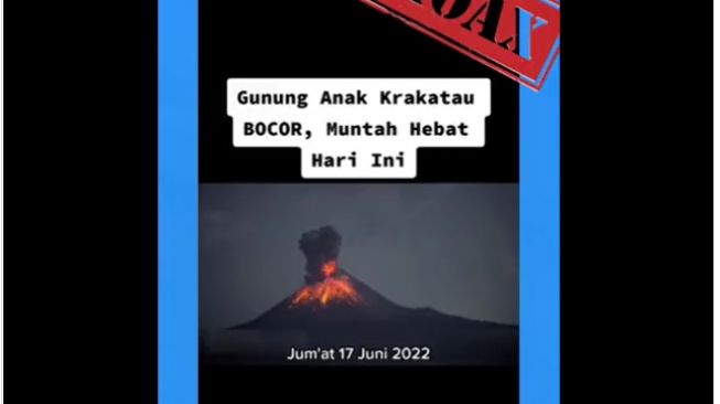 Gunung Anak Krakatau meletus adalah bohong (Twitter/ @PVMBG).