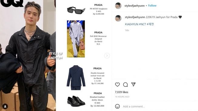 Foto: Jadi Brand Ambassador Prada, Intip Detail OOTD Jaehyun NCT (instagram/styleofjaehyun)