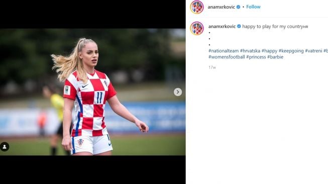 Seorang pesepakbola wanita asal Kroasia benci dirinya disebut cantik dan seksi (Instagram/anamxrkovic)