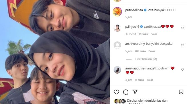 Unggahan Putri Delina di Instagram, ditanggapi warganet soal konfliknya dengan Nathalie Holscher. [Instagram]