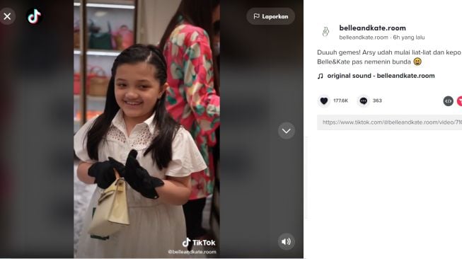 Arsy menunjukkan bahwa dirinya sudah menyukai kemewahan sejak kecil ketika belanja bersama Ashanty (TikTok/belleandkate.room)