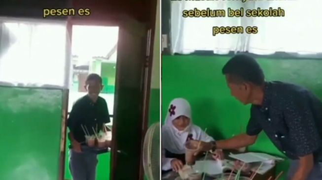 Kocak! Tukang Es Mendadak Masuk Kelas Sebelum Pelajaran Bikin Murid Girang, Sikap Santuy Guru Tuai Pujian