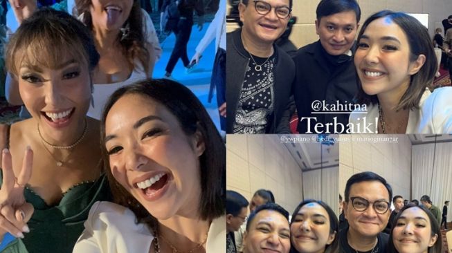 Gaya artis di pesta anniversary Ayu Dewi dan suami (Instagram/@gisel_la)