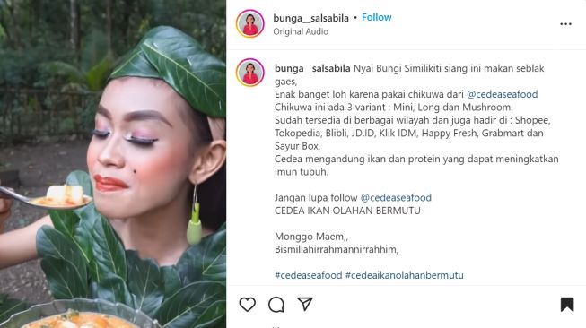 Foto: Konten Kreator Cilik Bunga Salsabila Kenakan Baju dari Daun, Warganet Puji Kreatif (instagram/bunga_salsabila)