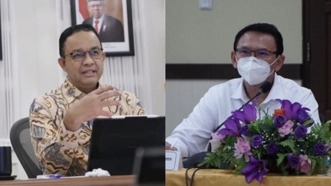 Kolase Foto Anies Baswedan dan Ahok jadi perdebatan netizen soal Bapak Politik Identitas (Instagram.com)