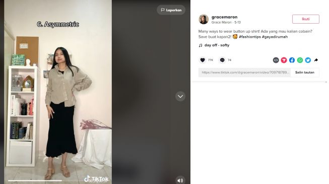 Satu kemeja ini bisa dipakai beragam model (tiktok/gracemaron)