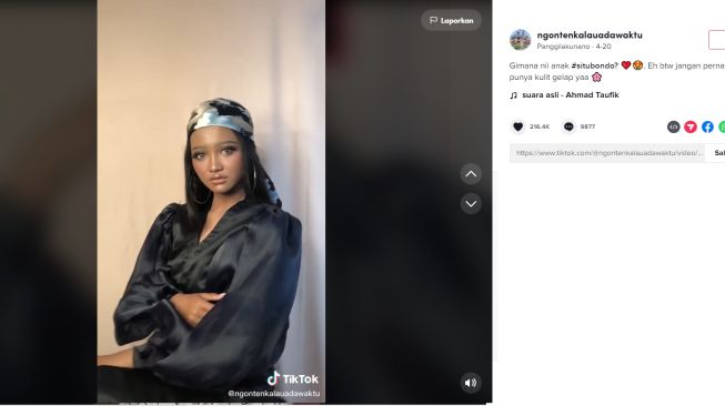 Cantik dengan kulit gelap, transformasi makeup gadis ini dipuji (tiktok/ngontenkalauadawaktu)