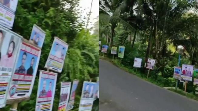 Dikira Caleg, Ternyata Banner di Pinggir Jalan Ini Punya Pasangan Pengantin