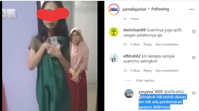 Istri sah labrak perempuan diduga selingkuhan suami (Instagram/ @jurnalisjunior).